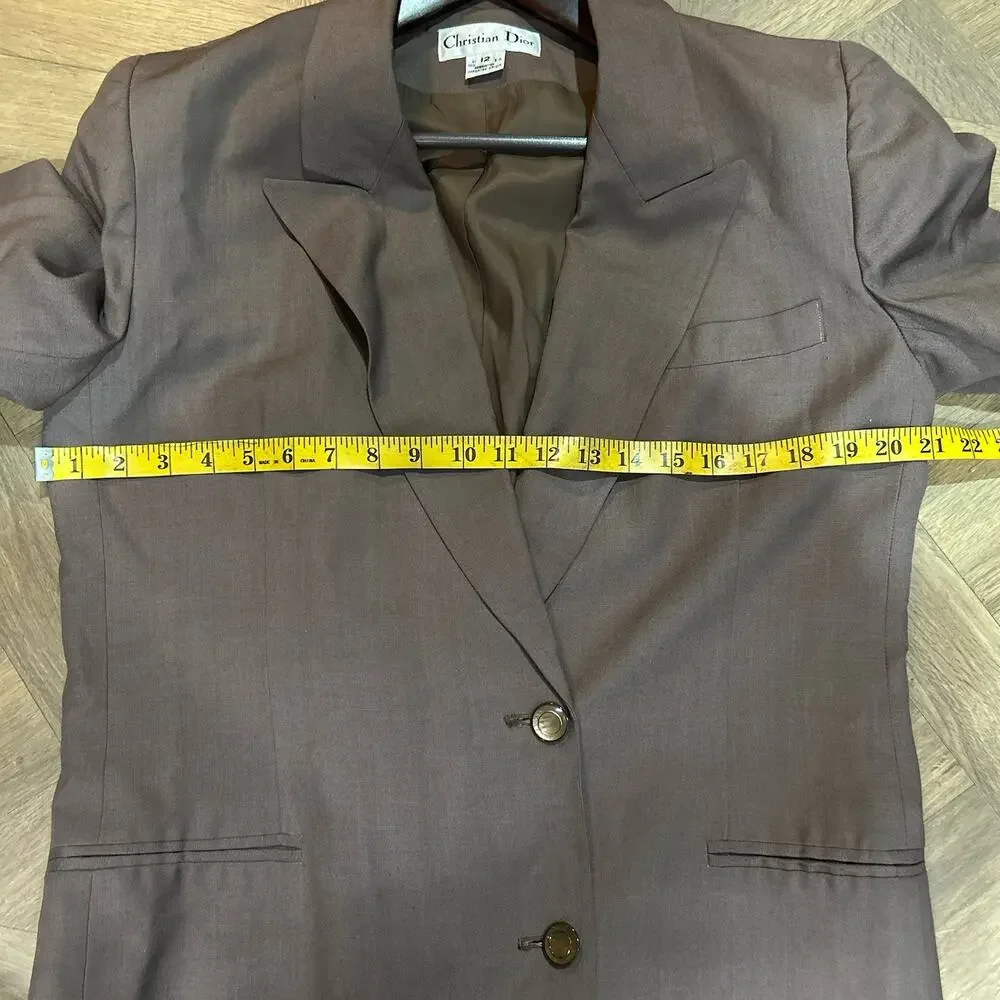 Vintage Christian Dior Blazer Jacket Brown Women's Size 12 USA 80s 90s